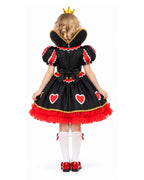 Girls Heart Queen Dress Elegant Ball Gown with Stand-up Collar for Halloween Trick-or-Treating