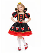 Girls Heart Queen Dress Elegant Ball Gown with Stand-up Collar for Halloween Trick-or-Treating