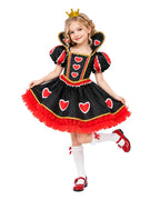 Girls Heart Queen Dress Elegant Ball Gown with Stand-up Collar for Halloween Trick-or-Treating