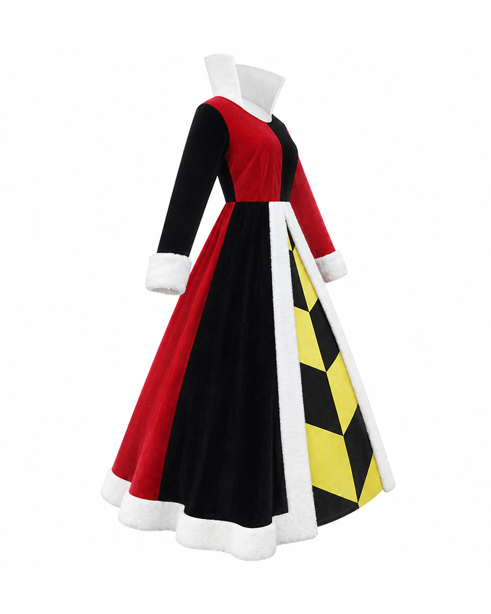 Women Queen of Hearts Costume Wonderland Red Dress and Crown for Halloween Party