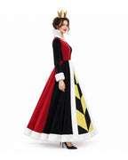 Women Queen of Hearts Costume Wonderland Red Dress and Crown for Halloween Party