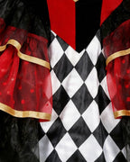 Women Heart Queen Costume Sexy Wonderland Villainess Mini Dress and Stocking for Halloween Party