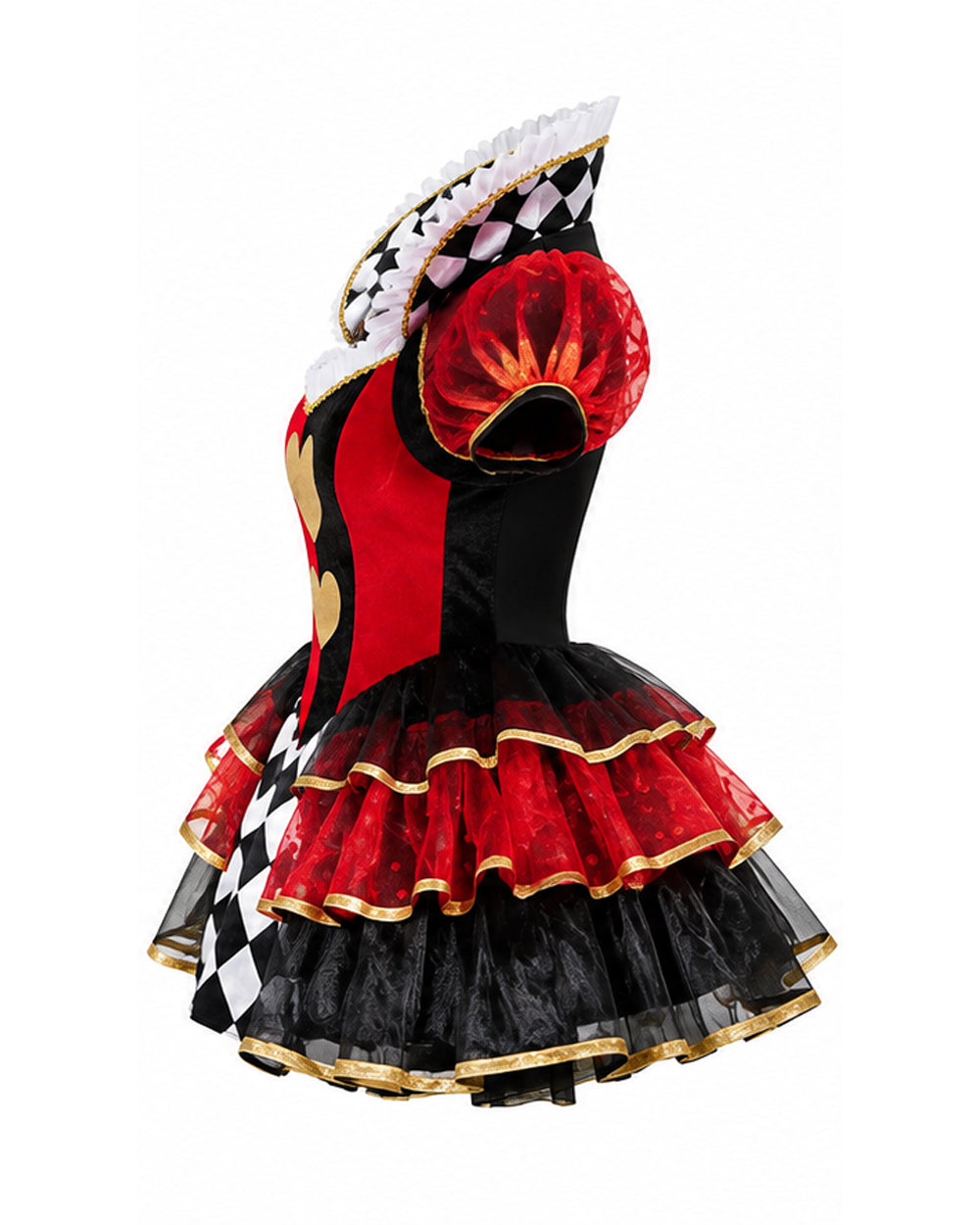 Women Heart Queen Costume Sexy Wonderland Villainess Mini Dress and Stocking for Halloween Party
