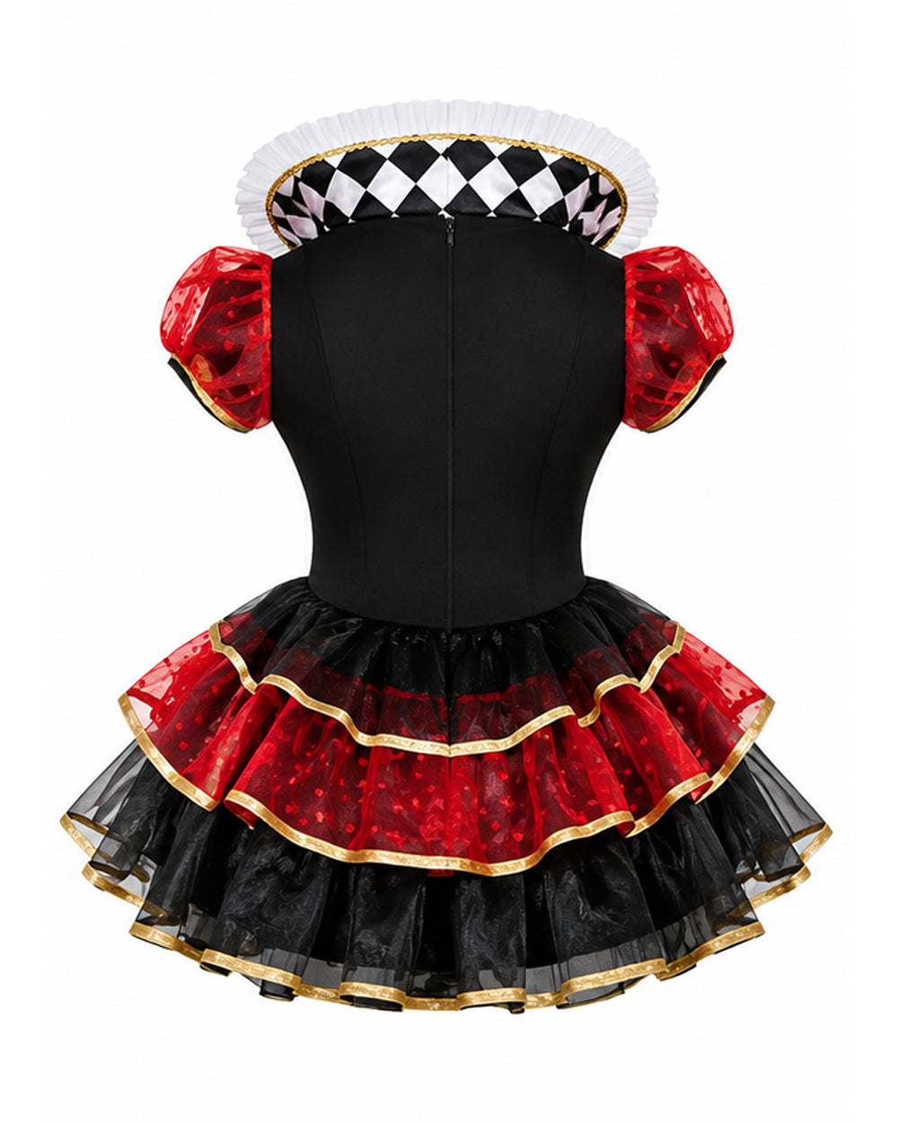 Women Heart Queen Costume Sexy Wonderland Villainess Mini Dress and Stocking for Halloween Party