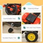 3 in 1 Kids Ride on Excavator 6 Wheels Pedal Powered Digger with Detachable Trailer Controllable Bucket