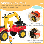 3 in 1 Kids Ride on Excavator 6 Wheels Pedal Powered Digger with Detachable Trailer Controllable Bucket