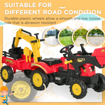 3 in 1 Kids Ride on Excavator 6 Wheels Pedal Powered Digger with Detachable Trailer Controllable Bucket
