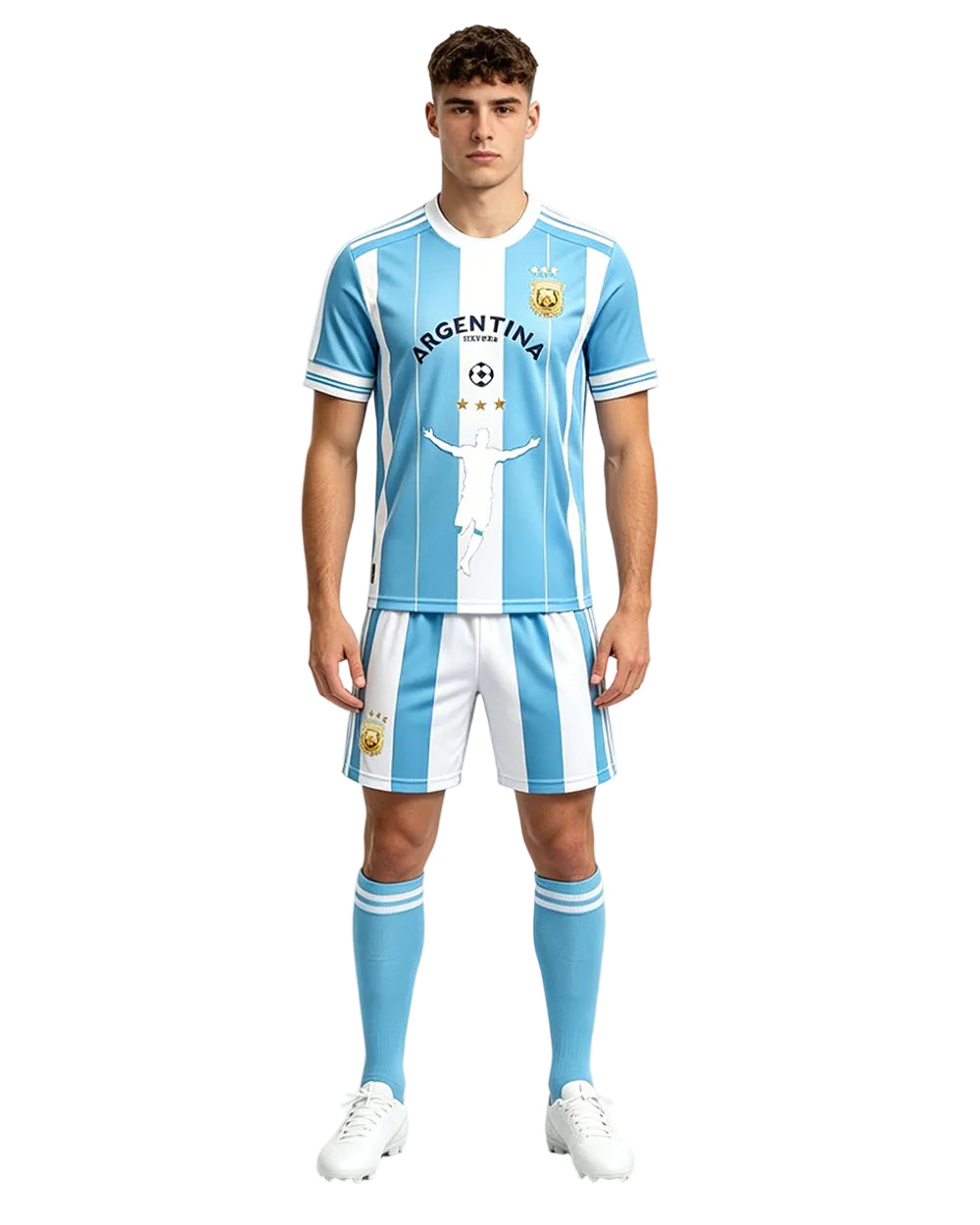 Argentina Jersey Albiceleste 10 Soccer Kit with Shorts Socks and Cheering Props for Soccer Matches
