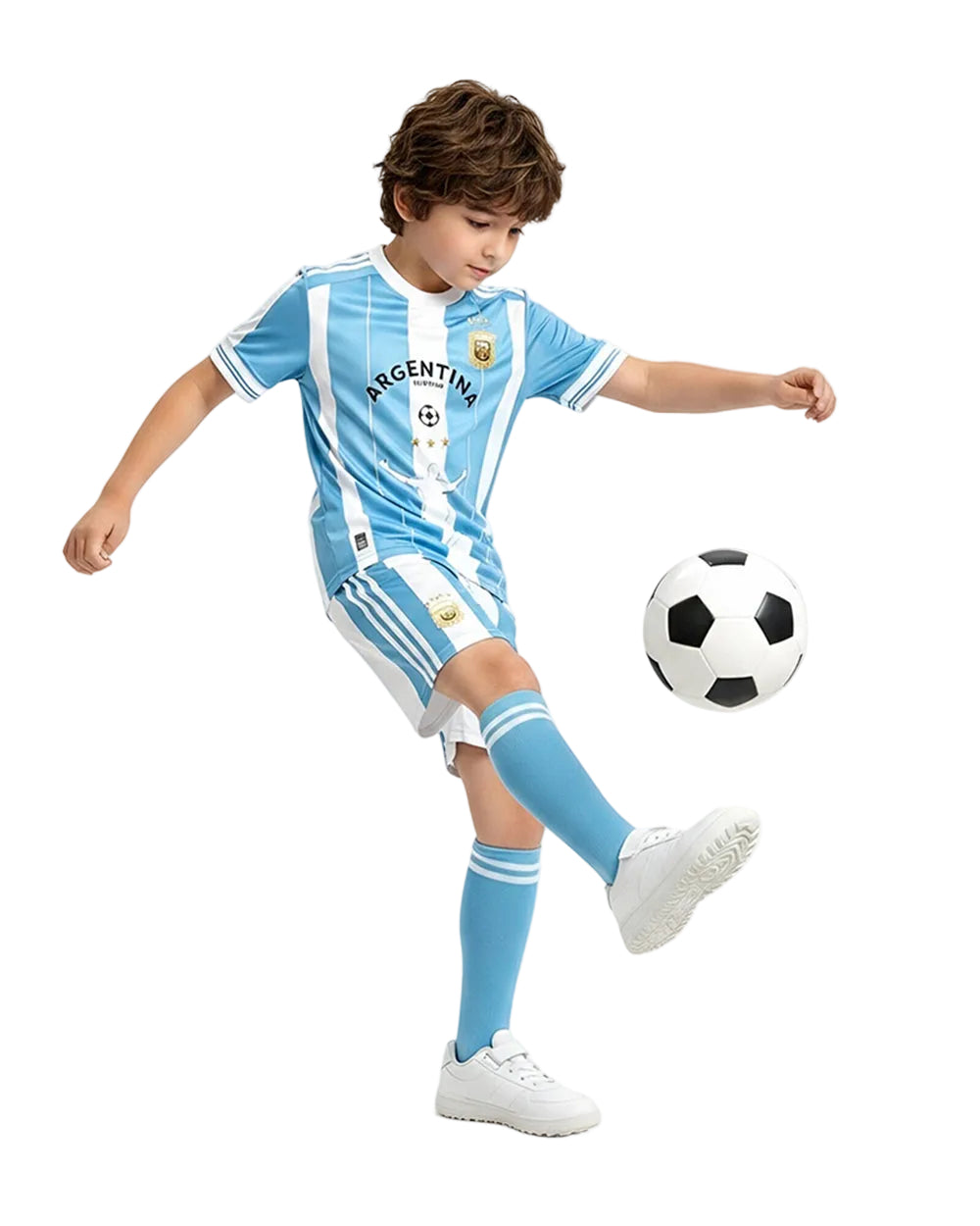 Argentina Jersey Albiceleste 10 Soccer Kit with Shorts Socks and Cheering Props for Soccer Matches