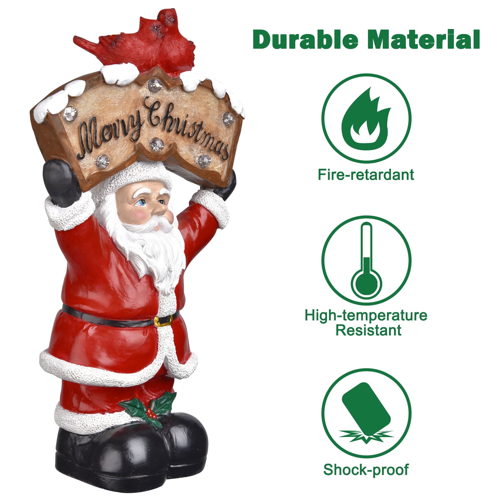 Resin Santa Claus with LED Light Christmas Tabletop Decoration Home Holiday Gift