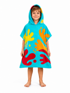 Kids Fleece Dough Monster Costume Blue Hooded Poncho Retro Toy Factory Game Tunic for Halloween Cosplay