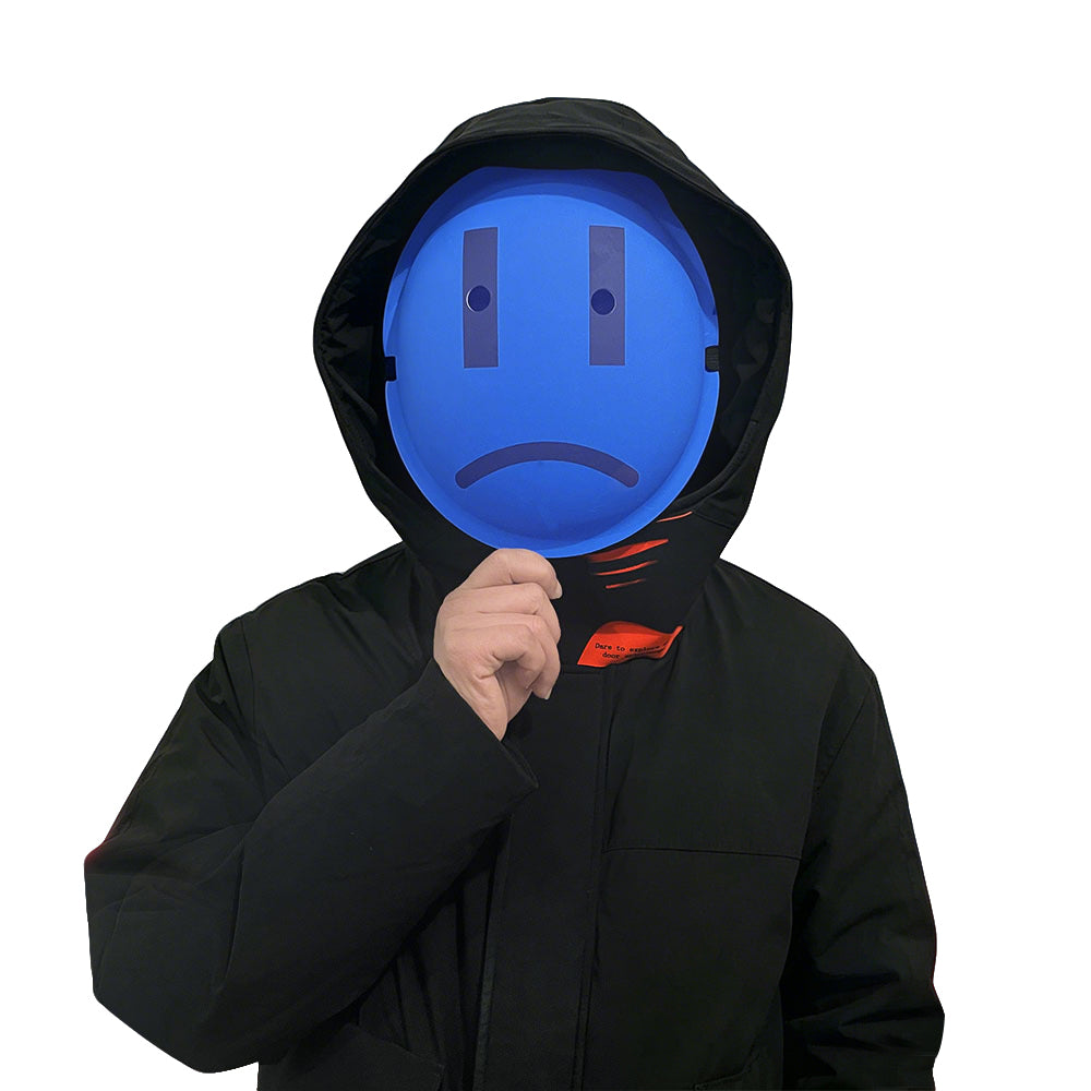 Kids Adult The Party Pooper Mask Liminal Space Anti-Party Blue Sad Face Mask for Cosplay Party