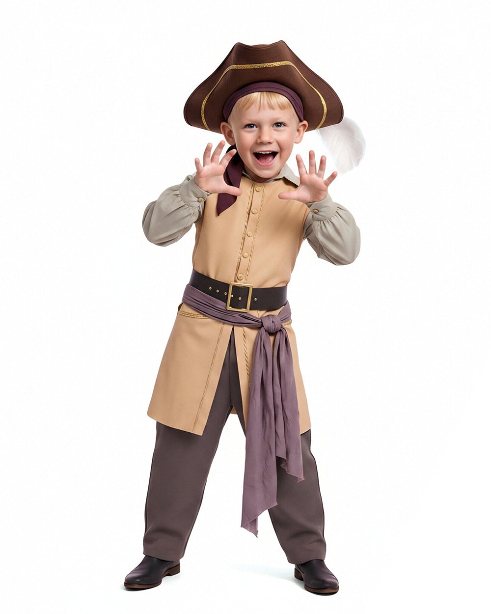 Boys Mens Clark Pirate Costume Yellow Liminal Space Explorer Long Waistcoat and Trousers Set for Halloween Carnival