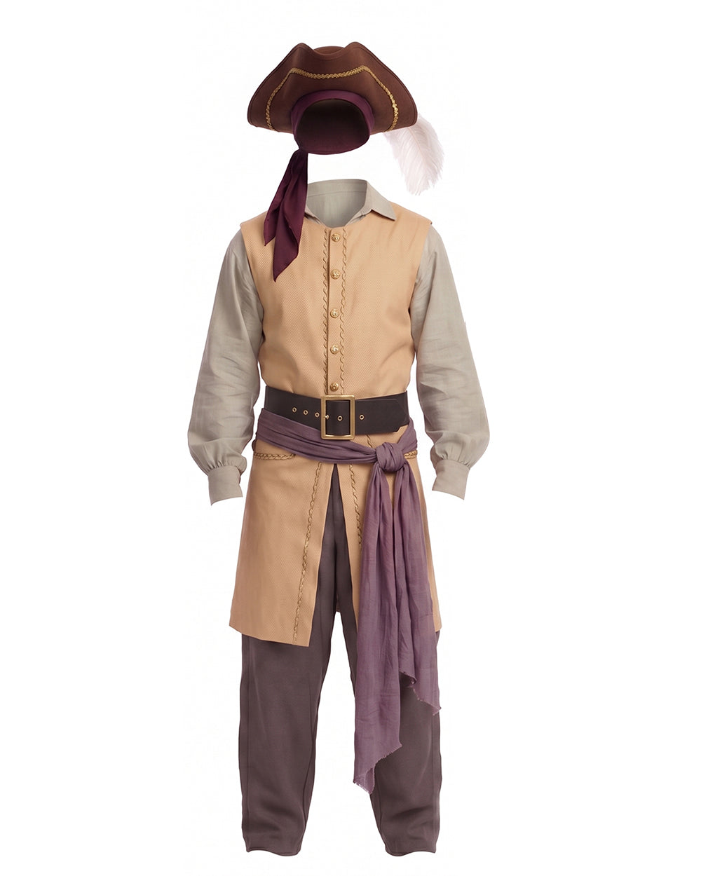 Boys Mens Clark Pirate Costume Yellow Liminal Space Explorer Long Waistcoat and Trousers Set for Halloween Carnival