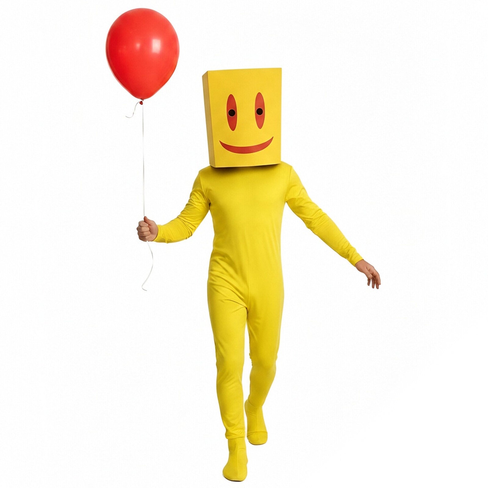 Partygoers Costume Yellow Loose Onesie with Bloody Helmet Escape The Room Outfit for Kids Adults Cosplay