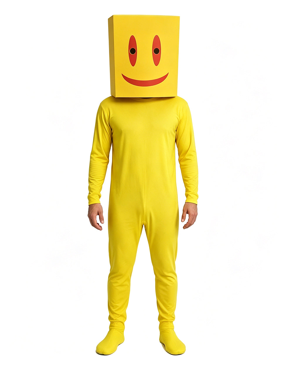 Partygoers Costume Yellow Loose Onesie with Bloody Helmet Escape The Room Outfit for Kids Adults Cosplay