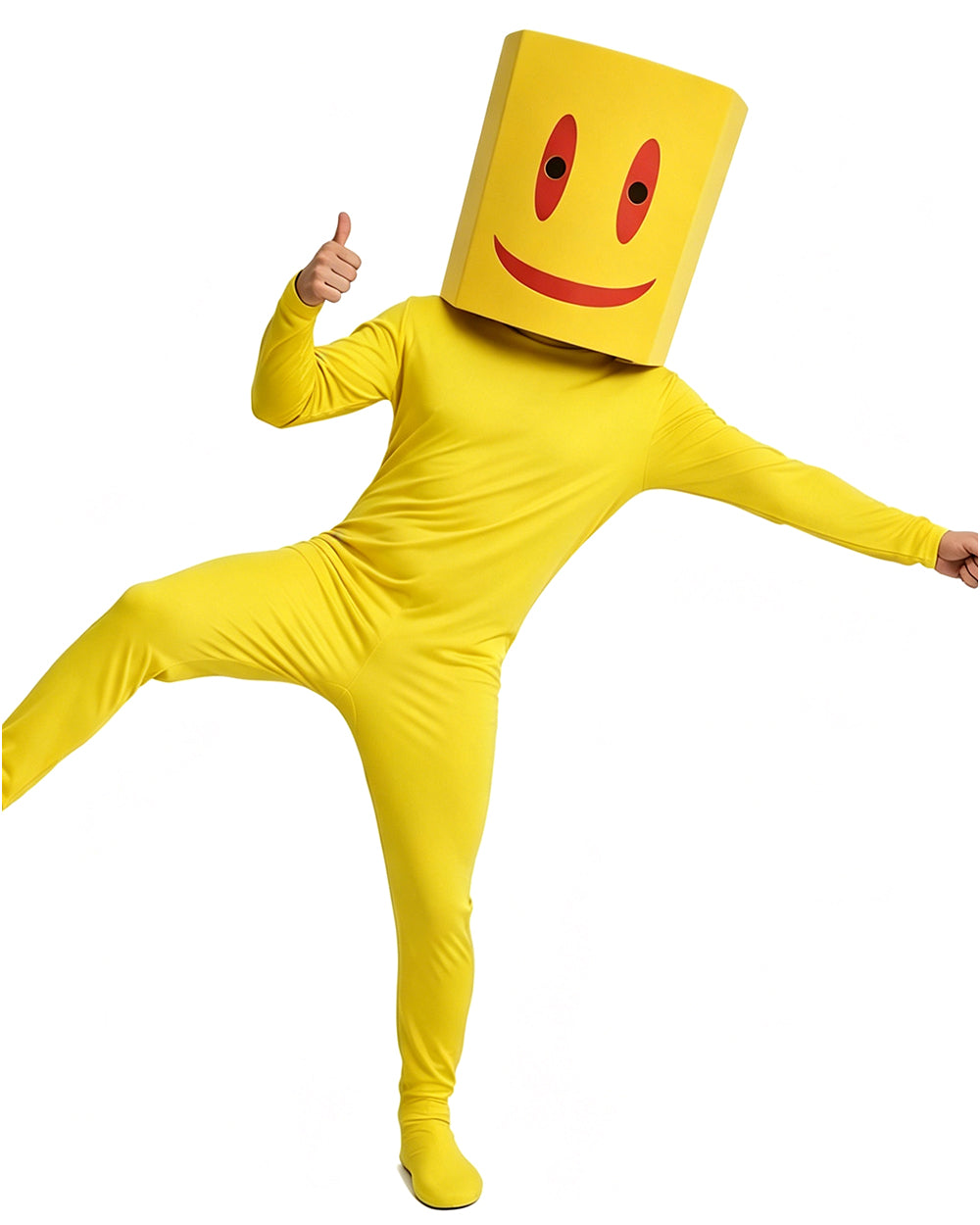 Partygoers Costume Yellow Loose Onesie with Bloody Helmet Escape The Room Outfit for Kids Adults Cosplay