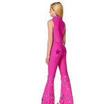 Y2k Sexy Cowgirl Costume 70s Disco Outfits Hot Pink Flare Pants with Vest Western Halloween Costume