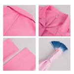 Pink Jumpsuit Kids Adults Movie Costume Button Down Lapel Belted Cosplay Outfit