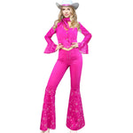 Long Sleeve Cowgirl Costume Hot Pink Western Outfit for Kids Adult Halloween Cosplay