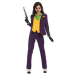 Women Joker Costume Striped Purple Uniform Party Outfit Femal Joker Halloween Suit