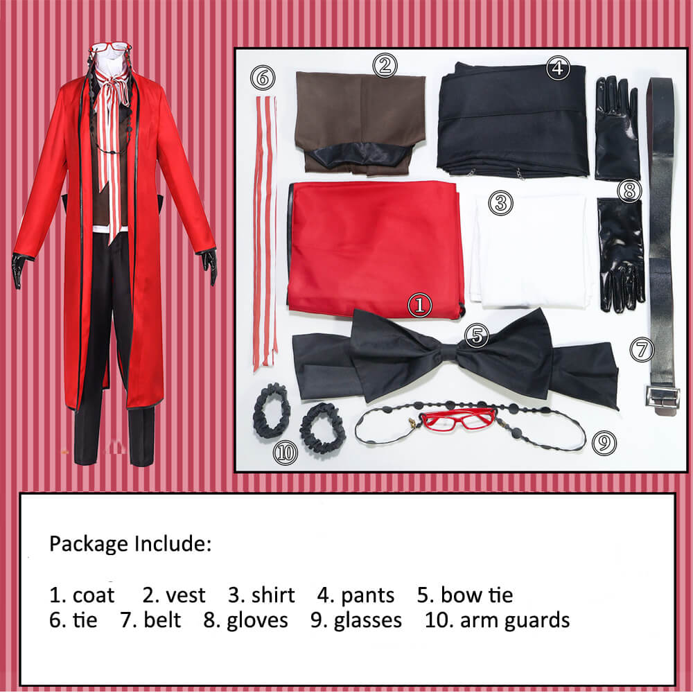 Adult Grell Sutcliff Costume Grim Reaper Grelle Cosplay Outfit Red Uniform with Accessories Full Set