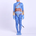 Kids Jake and  The Way of Water Sully Costume Kids Jack Jumpsuit with Tail for Halloween