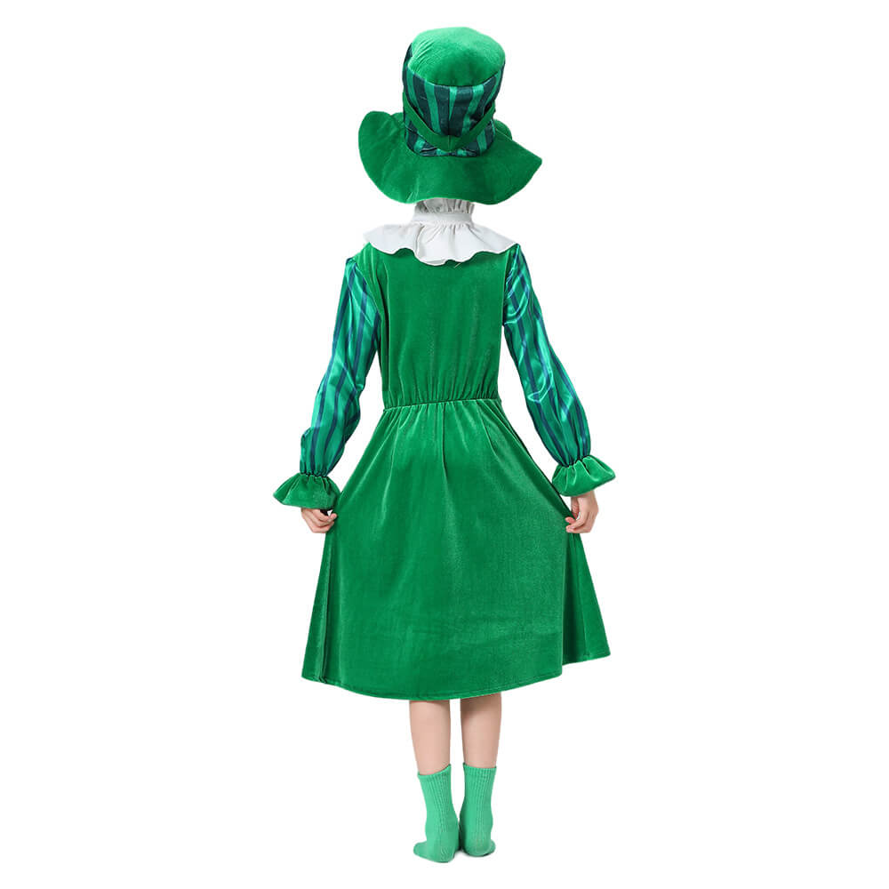 Saint Patricks Day Costume Boys Girls Leprechaun Outfit Paddys Day Hat and Dress Full Set