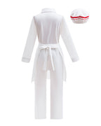Kids Retro Ice Cream Seller Costume White Soda Jerk Outfit with Apron and Red Bowtie for Halloween Cosplay