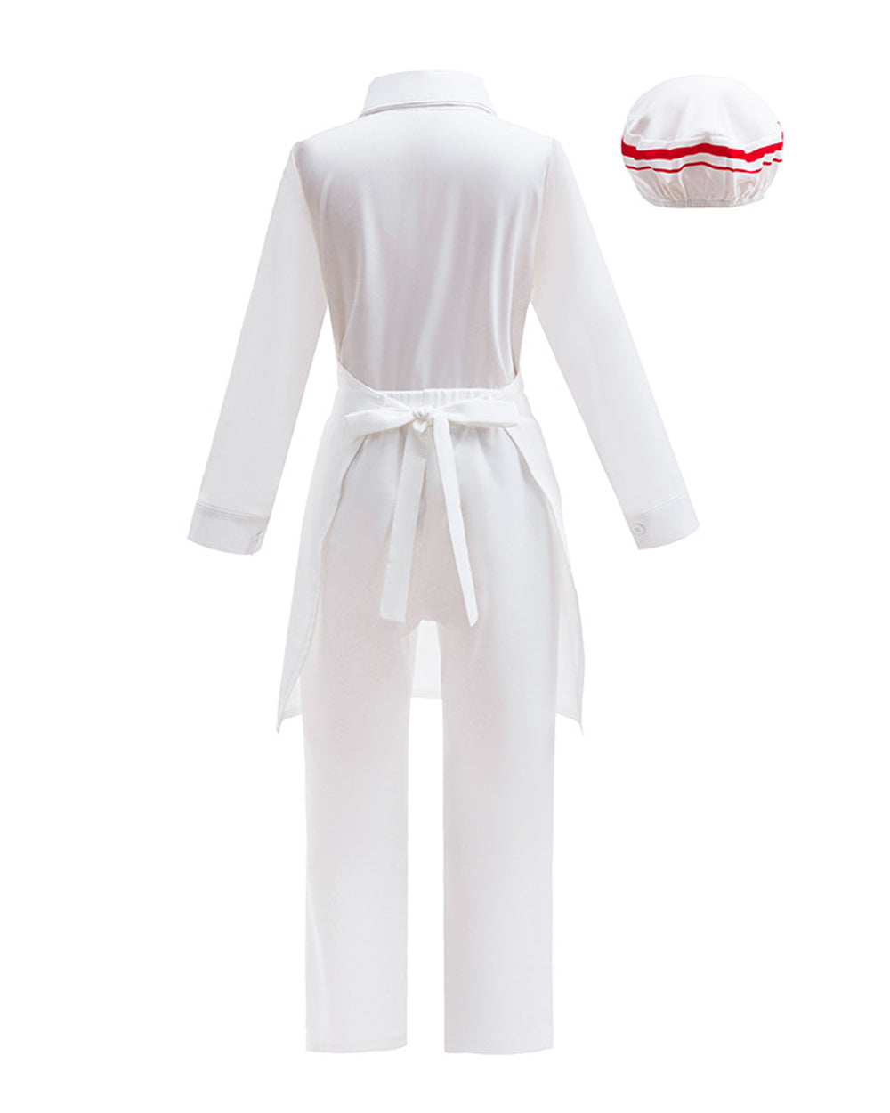 Kids Retro Ice Cream Seller Costume White Soda Jerk Outfit with Apron and Red Bowtie for Halloween Cosplay