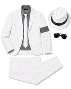 Boys King of Pop Costume Black Blazer Pants Red Shirt and Accessories 5pcs Set for Cosplay Carnival