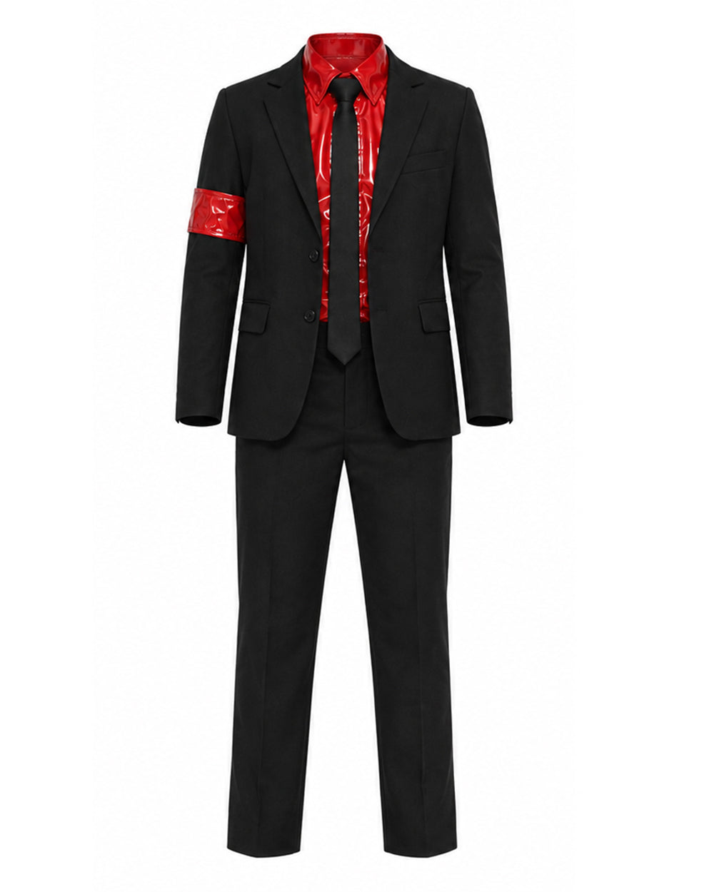 Boys King of Pop Costume Black Blazer Pants Red Shirt and Accessories 5pcs Set for Cosplay Carnival