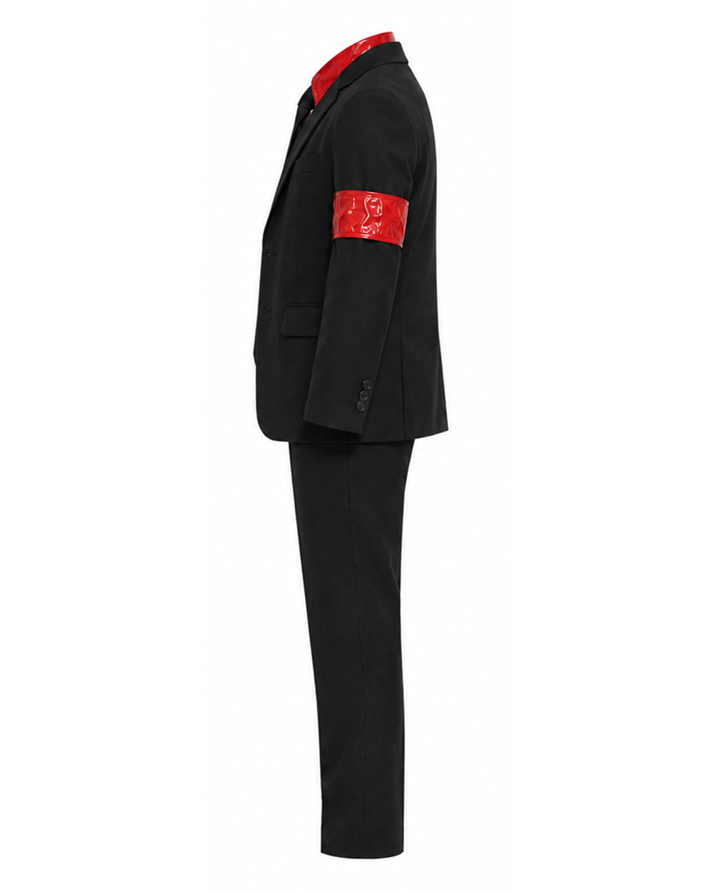 Boys King of Pop Costume Black Blazer Pants Red Shirt and Accessories 5pcs Set for Cosplay Carnival