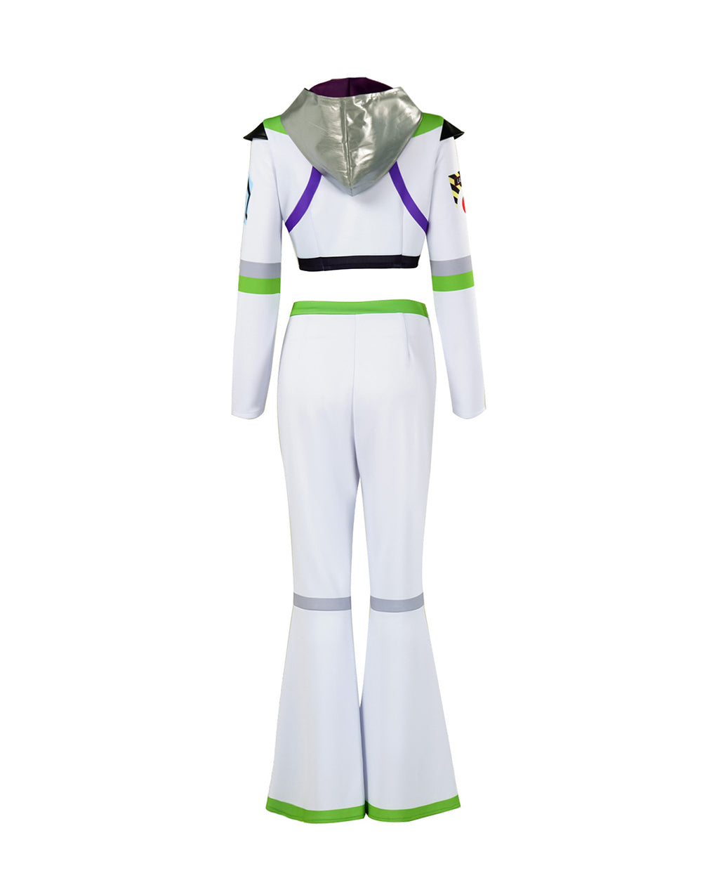 Girls Women Space Ranger Costume Green Cropped Jacket and Flare Pants Set for Halloween Carnival