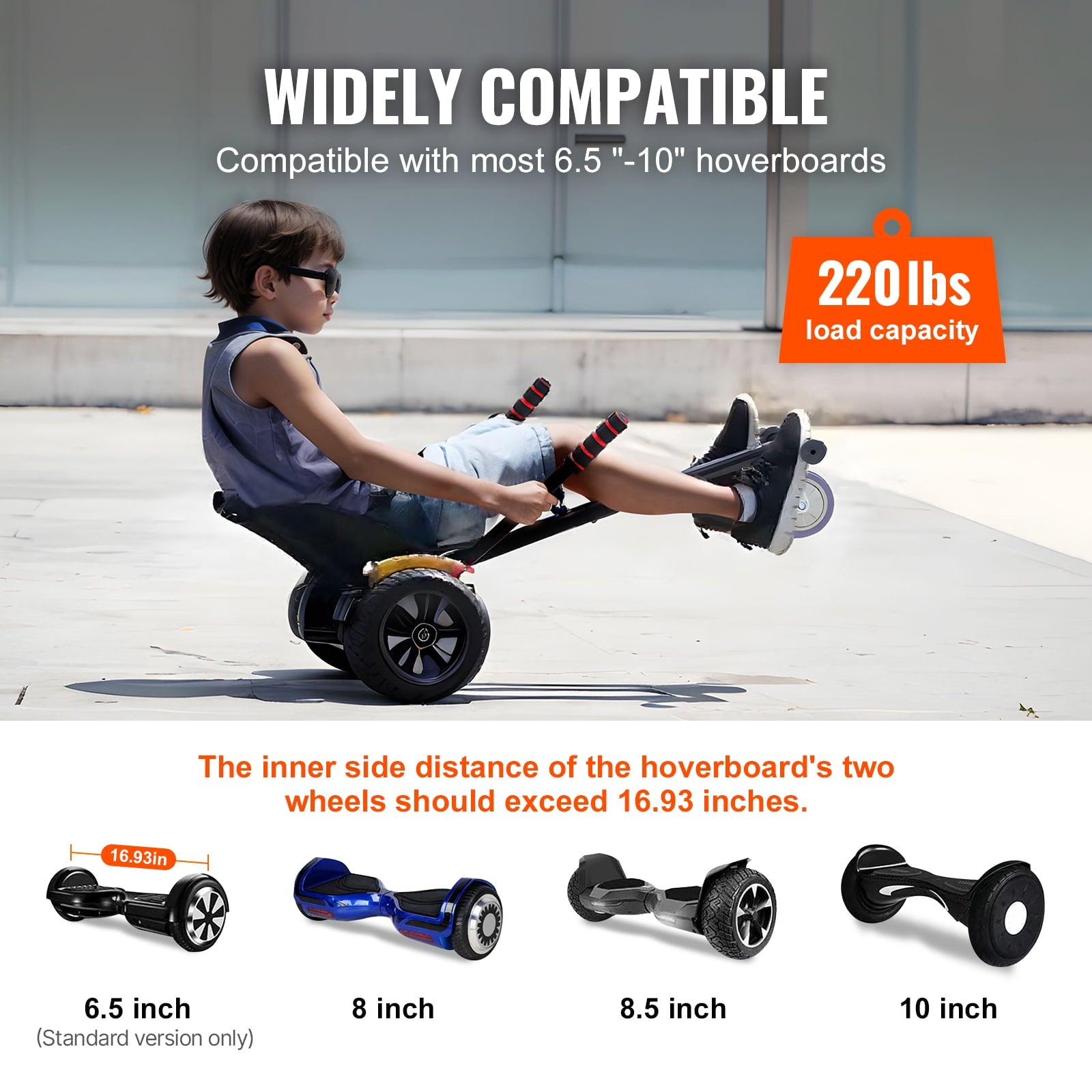 Hoverboard Seat Attachment Compatible with All 6.5" 8" 8.5" 10" Hoverboard Grips Control for Kids & Adults