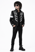 Pop Star Outfit Black Jacket Shirt and Pants 3pcs Suit for Kids Adults Halloween Cosplay Party