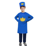 Kids Adults Dog Police Man Costume Blue Tops Pants and Hat for Cosplay