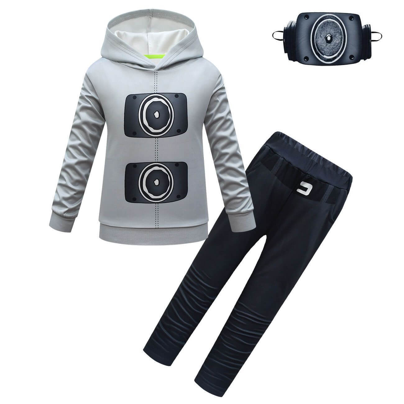 Kids Television Man Costume Jumpsuit with Mask Outfit for Dress Up Party