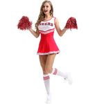 Adult Cheerleader Costume High School Girls Cheerleader Uniforms Cheer Dress Pom Poms Socks