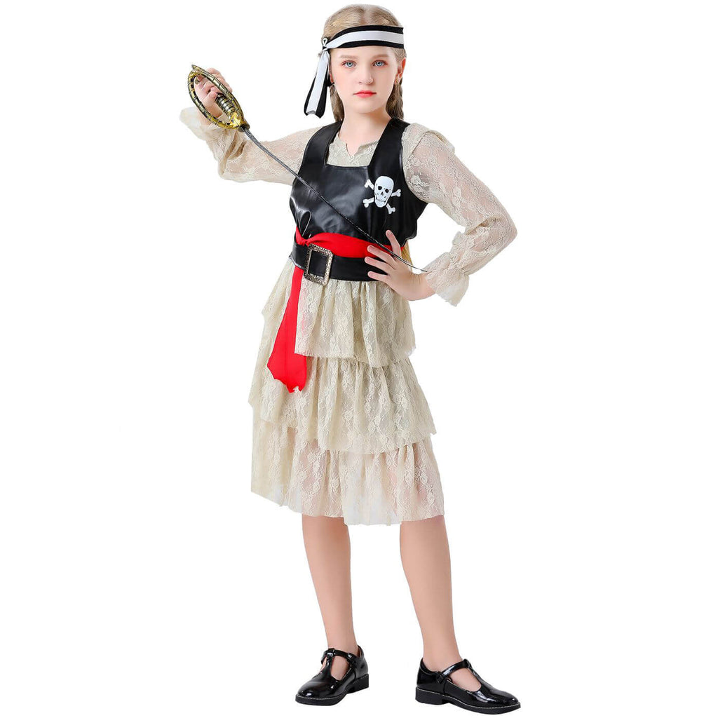 Girl Pirate Outfit Sea Caribbean Cosplay Dress Childrens Pirate Costume