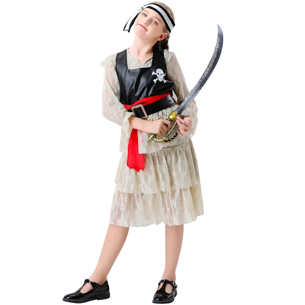 Girl Pirate Outfit Sea Caribbean Cosplay Dress Childrens Pirate Costume