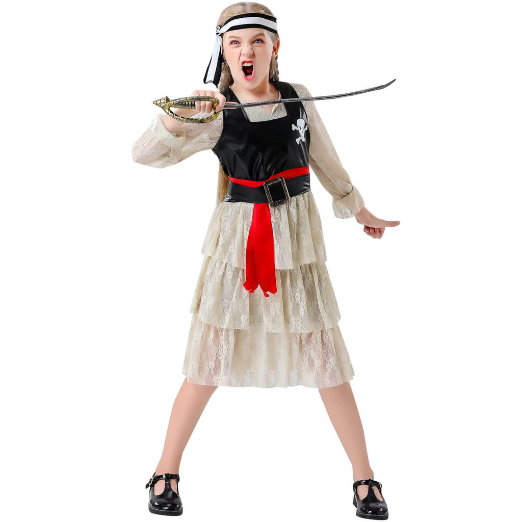 Girl Pirate Outfit Sea Caribbean Cosplay Dress Childrens Pirate Costume