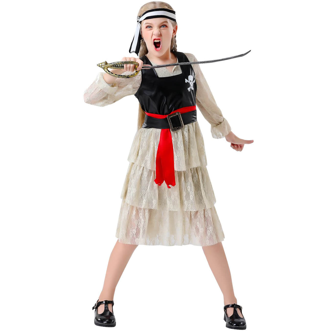 Girl Pirate Outfit Sea Caribbean Cosplay Dress Childrens Pirate Costume