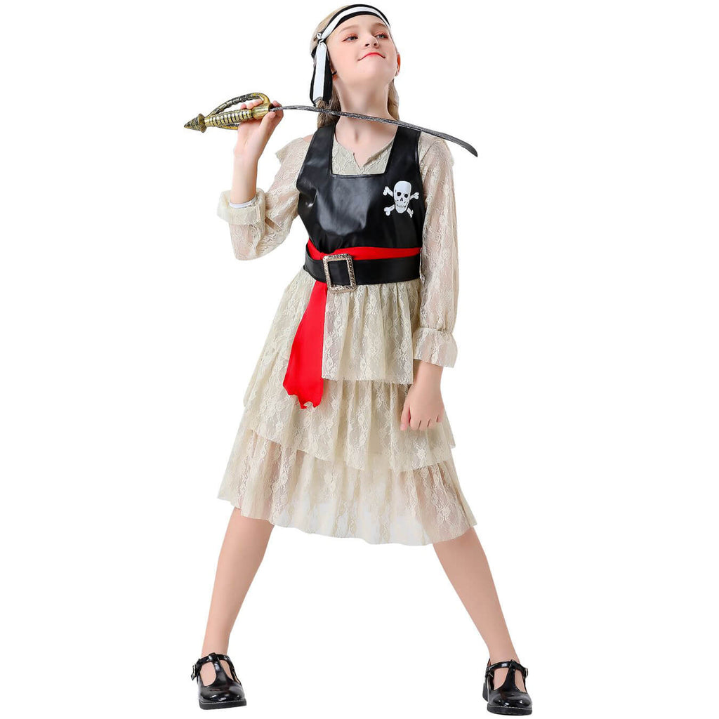 Girl Pirate Outfit Sea Caribbean Cosplay Dress Childrens Pirate Costume
