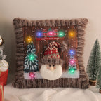 LED Christmas Pillow Covers Soft Plush Pillowcase Lighting Cushion Covers for Living Room