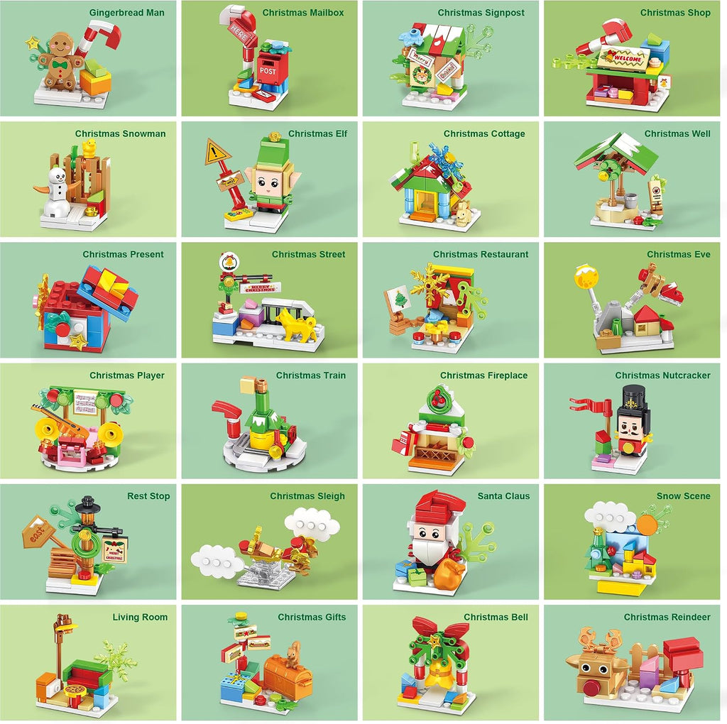 Christmas Advent Calendar with Building Bricks 24 in 1 Santa's Work Shop Countdown for Boys and Girls 6+