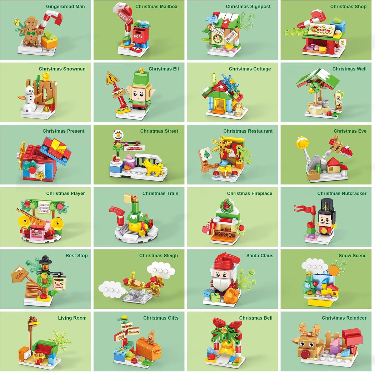Christmas Advent Calendar with Building Bricks 24 in 1 Santa's Work Shop Countdown for Boys and Girls 6+