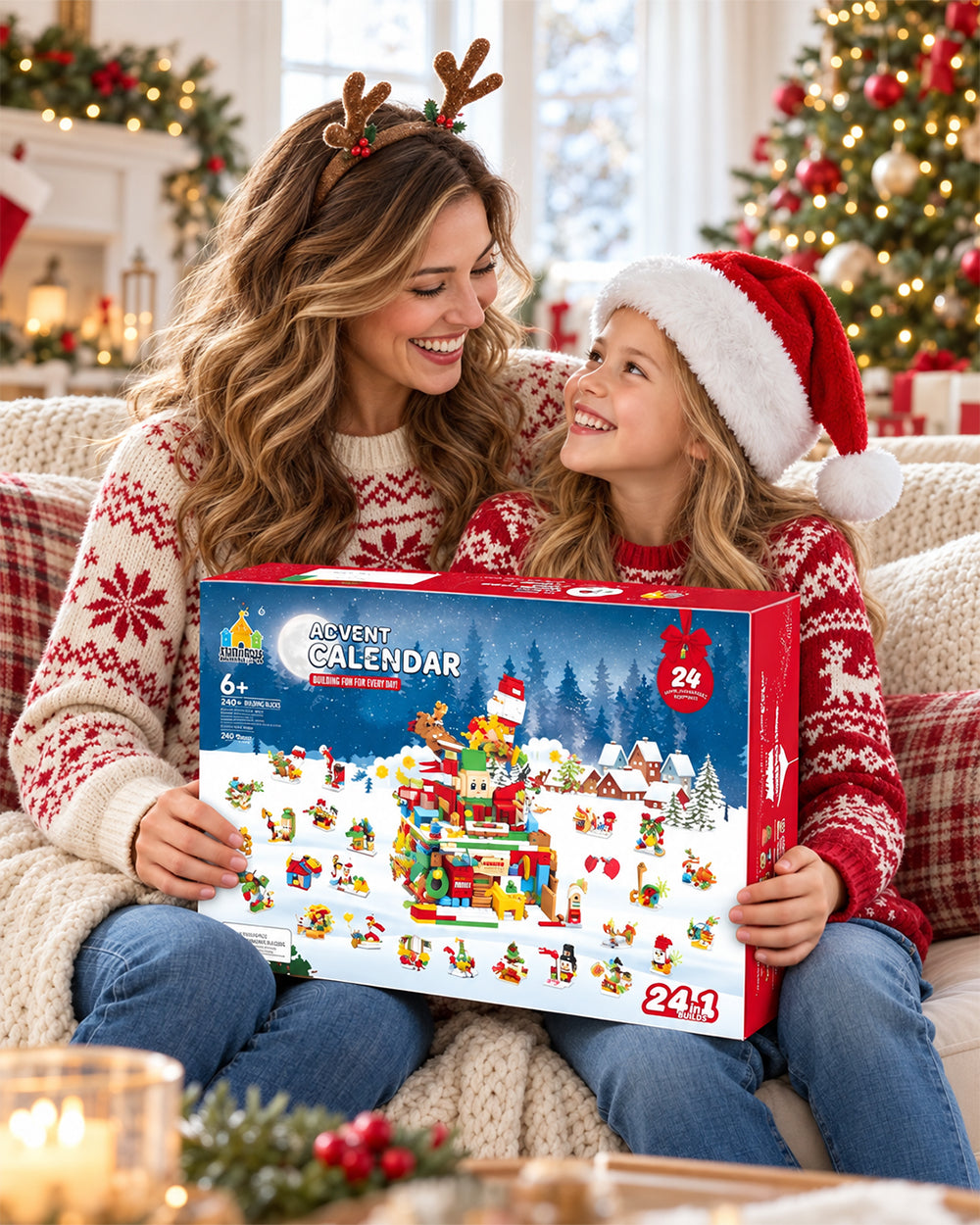 Christmas Advent Calendar with Building Bricks 24 in 1 Santa's Work Shop Countdown for Boys and Girls 6+