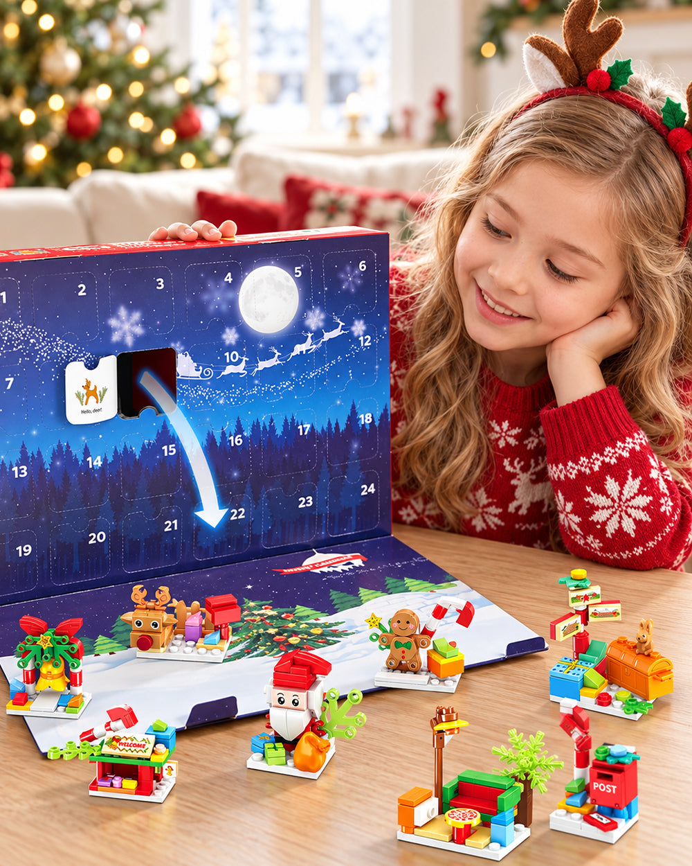 Christmas Advent Calendar with Building Bricks 24 in 1 Santa's Work Shop Countdown for Boys and Girls 6+