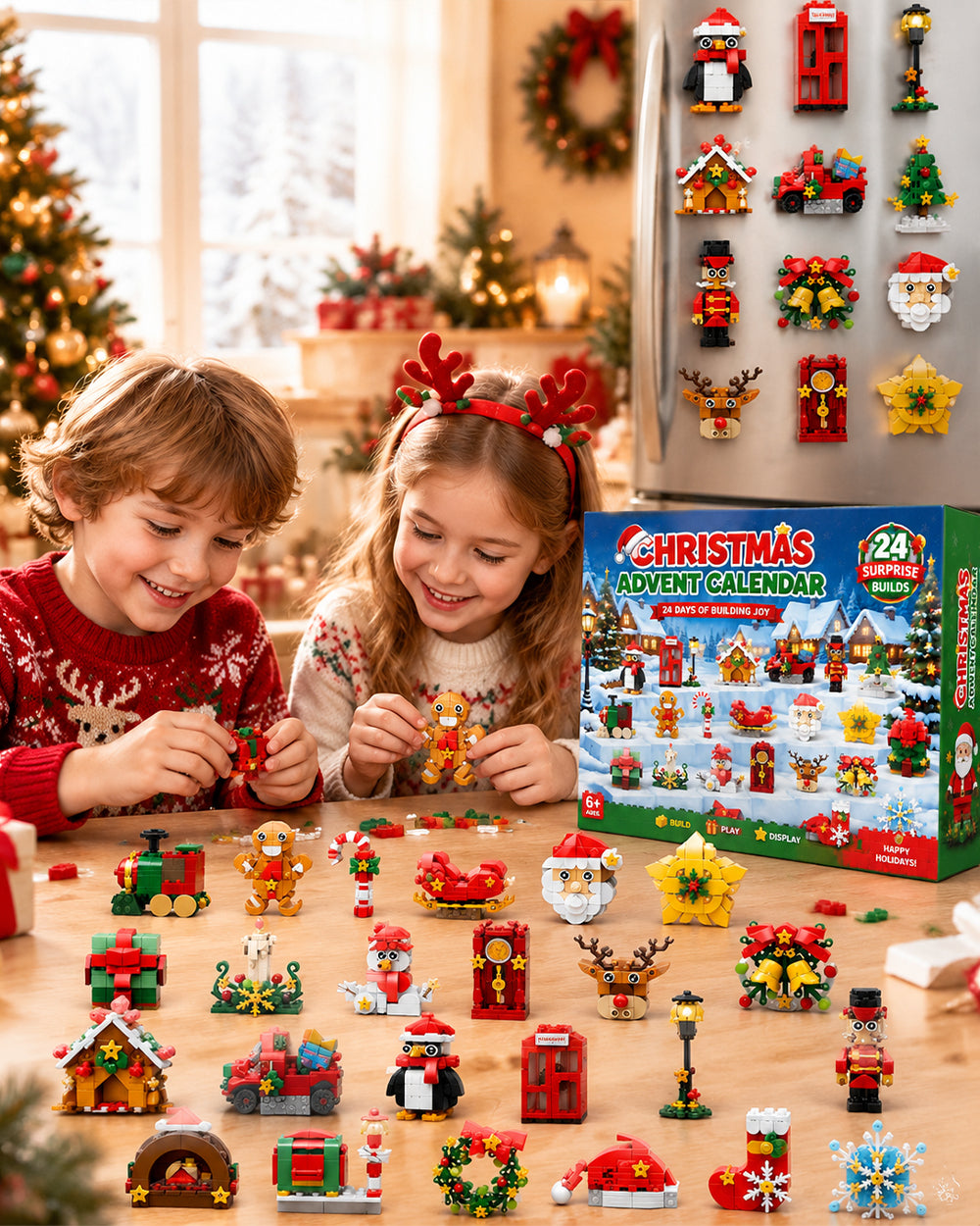 Toy Advent Calendar 2026 24-Day Christmas Countdown with Mini Building Brick Refrigerator Magnets for Kids